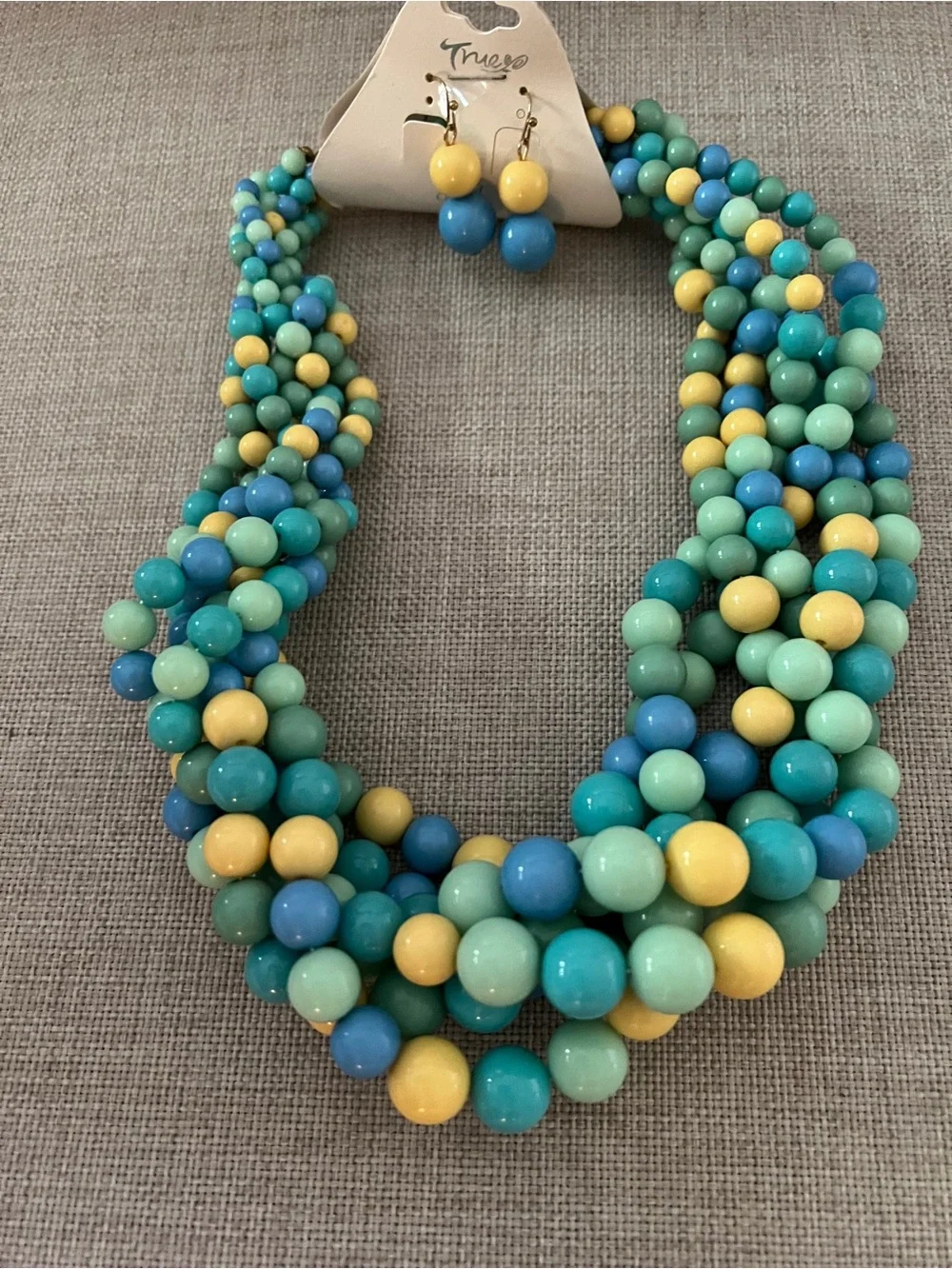 Women's Multi-Color Beaded Statement Necklace with Matching Earrings